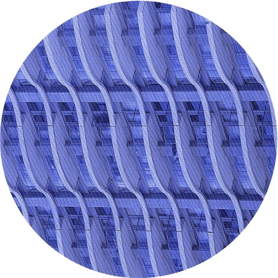 Ahgly Company Indoor Round Patterned Sky Blue Dress Blue Area Rugs, 6' Round