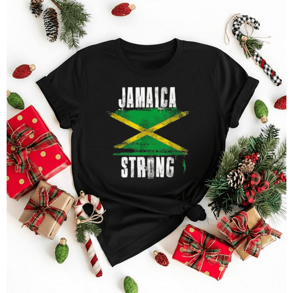 Jamaica Strong Distressed Flag Pride Culture Holiday Fun Unisex T-Shirt, up to Size 5XL