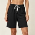 thumbnail image 7 of Womens Solid Drawstring Knit Shorts with Pockets, Elastic Waist Soft Comfy Casual Shorts, Lounge Athletic Gym Fitness, Womens Casual Wear | VerBelle,Black S, 7 of 7