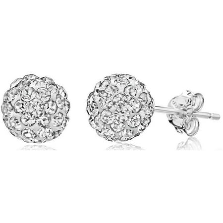 Swarovski Crystal Clothes - 6mm Pave Crystal Sterling Silver Ball Stud Earrings Made with Swarovski Elements