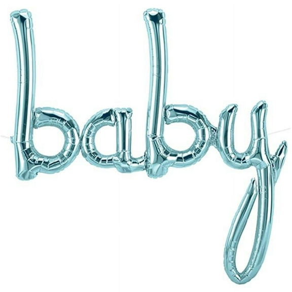 46 inch Baby Script - Pastel Blue (Air-Fill Only) Northstar Foil Mylar Balloon - Party Supplies Decorations