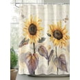 thumbnail image 2 of Yellow Vintage Sunflower Shower Curtain, Country Butterfly Leaf Bathroom Decor Curtains Set with Hooks, Beige Waterproof Fabric Home Accessories， Stall 36 X 72 Inch, 2 of 6