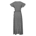 thumbnail image 4 of SHEOWO Casual Boho Plus Size Dress for Women V Neck Print Short Sleeve Sundresses for Women Loose Belted Tunic Knee-Length Midi Dress, 4 of 6