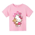 thumbnail image 5 of Camiseta de verano con estampado de Hello Kitty para niños y niñas, ropa para niños, camisetas de algodón para niños, camisetas deportivas de manga corta a la moda para edades de 3 a 14 años, camiseta, 5 of 5