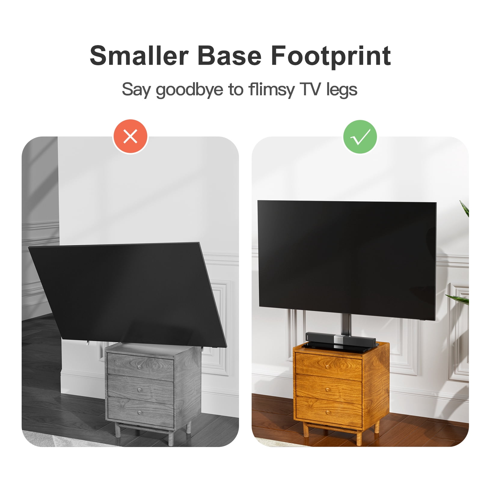 PERLESMITH Universal TV Stand for 32-60", Table Top TV Base Max 400x400 mm, Black