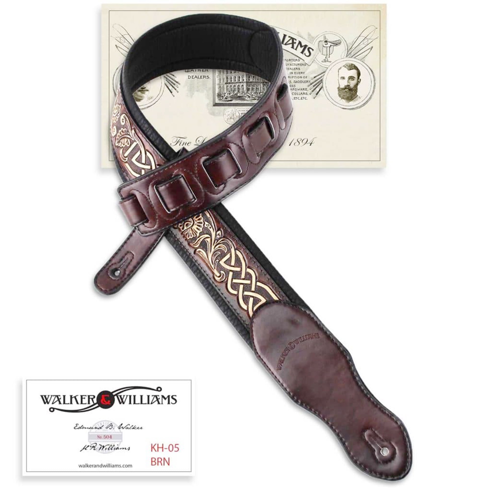 Walker & Williams KB05BRN Dark Walnut Full Grain Carving Leather