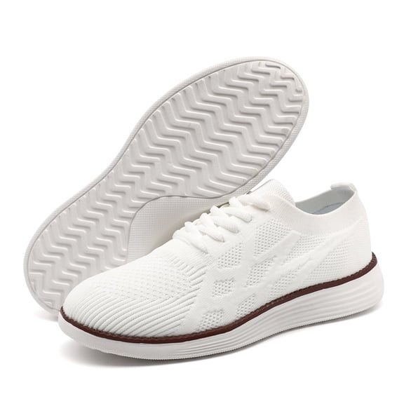 Tvtaop Knit Oxford Casual Sneakers, Lightweight Breathable Mesh Dress Shoes, Non-Slip Comfort Lace-Up Walking Shoes for Business & Daily Wear