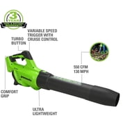 Greenworks 40V Brushless 16 Attachment Capable String Trimmer + Brushless 550 CFM/130 MPH Blower Combo Kit with a 4.0 Ah Battery and 2A Single Port Charger