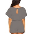 thumbnail image 5 of Yuanlook Women's Tie-Waist Romper, Boat Neck Dolman Sleeve Casual Playsuit, 5 of 6