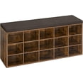 thumbnail image 3 of Shoe Bench with Cushion  Storage Bench with Padded Seat  Entryway Bench with Compartments  for Bedroom  Ebony  and Slate, 3 of 6