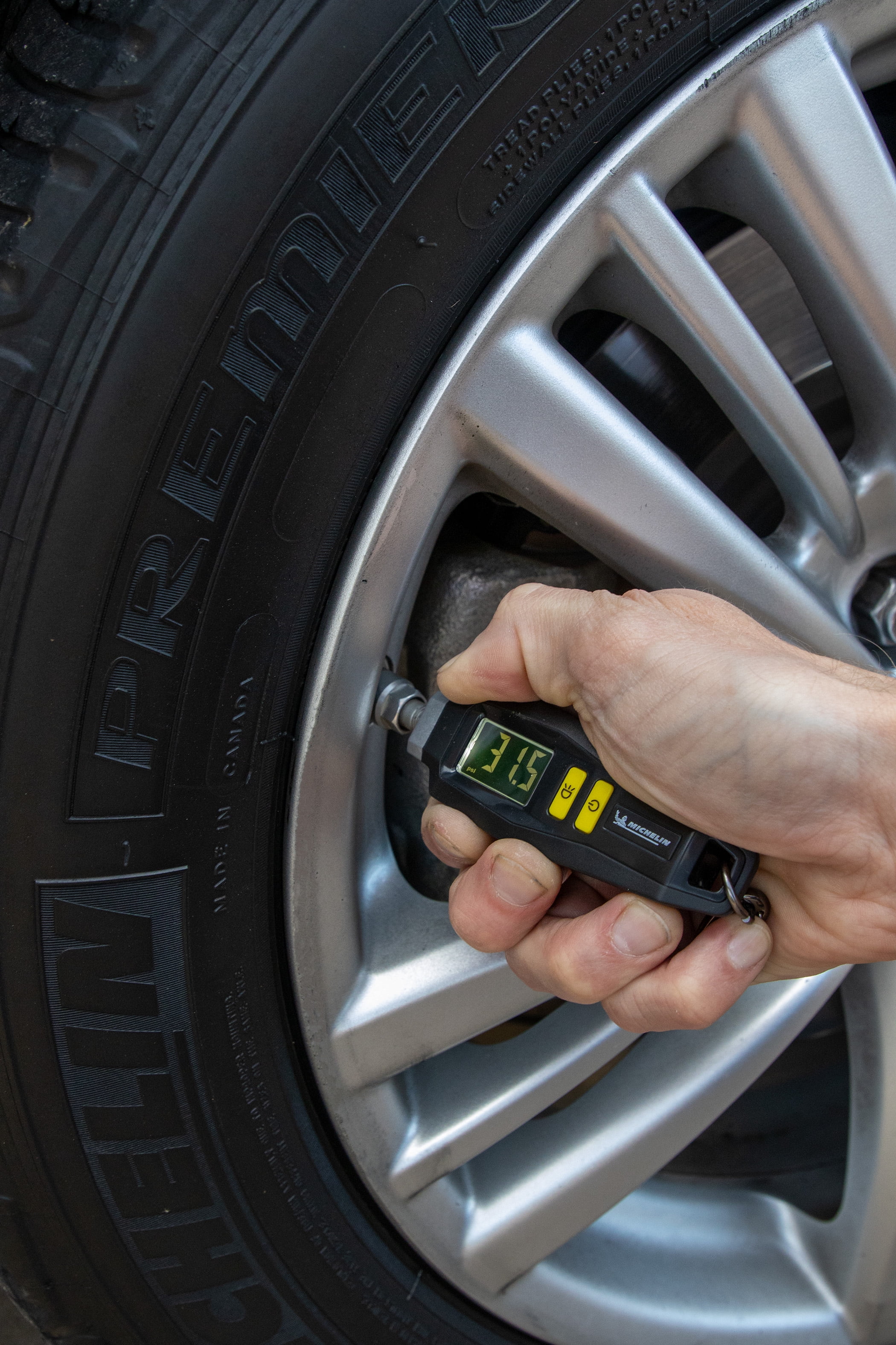(2 pack) Michelin Mini Keychain Digital Tire Gauge, Universal 99 Psi Max, Black, Plastic