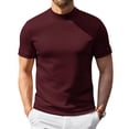 thumbnail image 2 of Lumtrix Mens Mock Turtleneck Shirts Short Sleeve Casual Shirts Fitted Solid Color Pullover Tops Wine M, 2 of 7