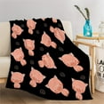 thumbnail image 2 of Cute Piggy Kawaii Pig Black Flannel Throw Blanket Warm Cozy Soft Funny Print Blankets for Bed Couch Sofa Room Decoration Gifts 40"×30" XSmall for Pets, 2 of 6