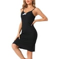 thumbnail image 4 of INSPIRAR CHIC Pijamas de Mujer Lencería con Chaqueta Tirantes de Espagueti Escote en V Vestido de Noche Largo M Negro, 4 of 6