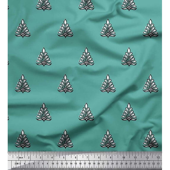 Soimoi Georgette Viscose Fabric Floral Block Print Fabric by Yard 42 Inch Wide