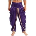 thumbnail image 4 of iiniim Men Prince Baggy Pants Satin Trousers Fairy Tale Halloween Theme Party Purple 3XL, 4 of 6