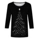 thumbnail image 5 of Fiudx Ofertas Flash Del Día Solo En Línea Camiseta con Estampado Navideño a La Moda para Mujer, Blusa con Mangas 3/4, Tops Informales con Cuello Redondo, 5 of 5