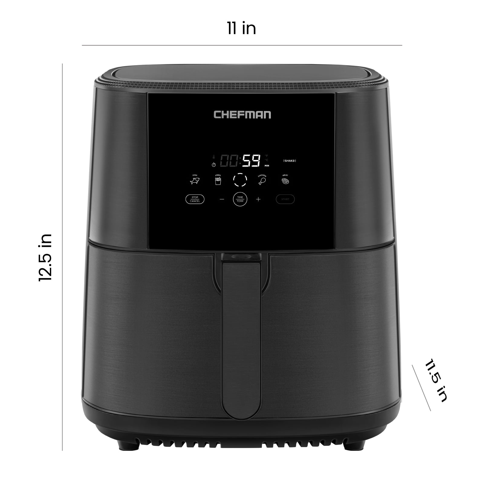 Chefman Matte Black Air Fryer with Probe Thermometer, Touch