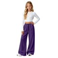 thumbnail image 3 of UACY Girls Wide Leg Sweatpants High Waisted Baggy Sweat Pants for Teen Girls Kids Loose Fit Straight Leg Joggers Drawstring Pockets (Purple, 5-6 Years), 3 of 9