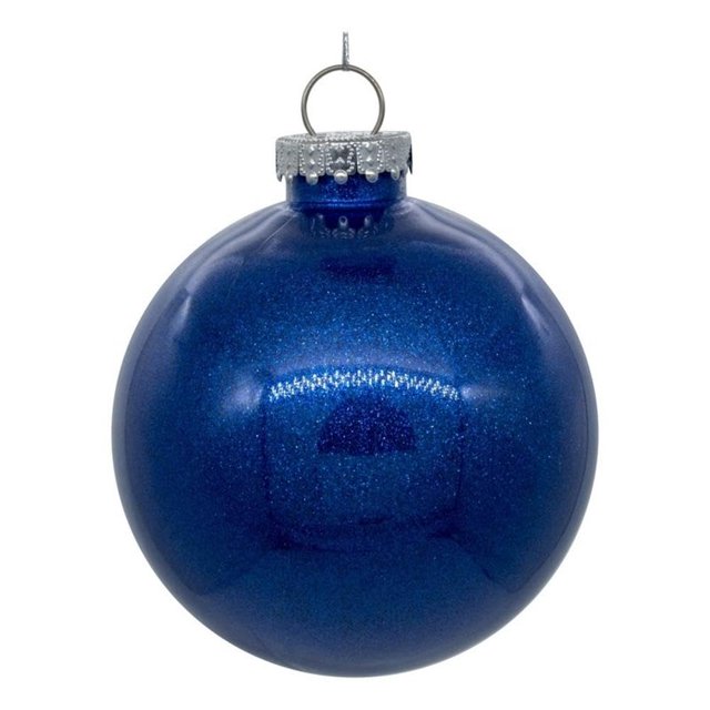 Adorno Navideño Vickerman 6 Bolas Transparentes con Purpurina Azul