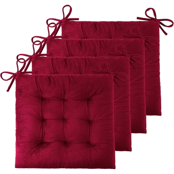 NANAHuang 4 Pack Chair Cushions for Dining Chairs Chair Pads Cushion for Kitchen Office Tufted Textured Square Seat Cushion with Ties (16" Light Pink)