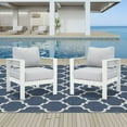 thumbnail image 3 of CozyHom 2 Pcs Outdoor Patio Furniture Sets Aluminum Sofa Armchair Indoor Patio Conversation Sofa Chair With Cushion, White, 3 of 8