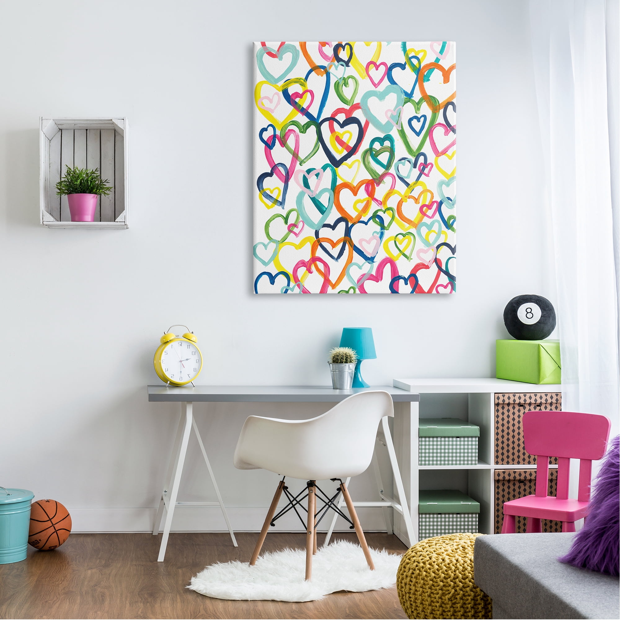 Stupell Industries Lovely Bold Rainbow Hearts Pattern Collage , 36 x 48, Design by Bronwyn Baker