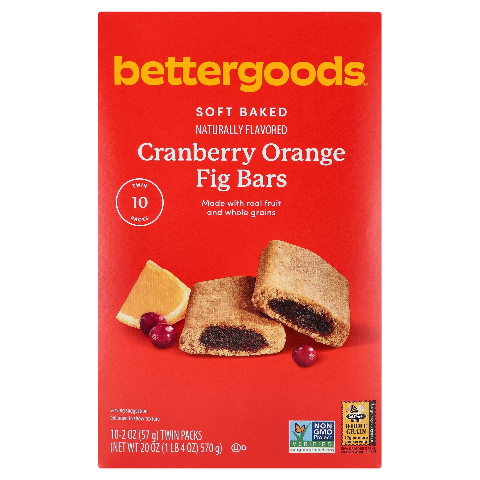 bettergoods Cranberry Orange Fig Bars, 2 oz Twin Packs, 10 Count