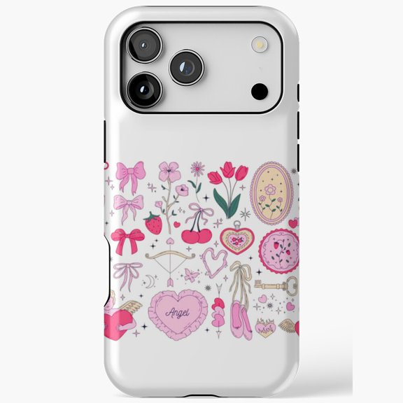 Cute Angel Ballet Bows Strawberry Cherry for iPhone Case 11 through 17 Pro Max