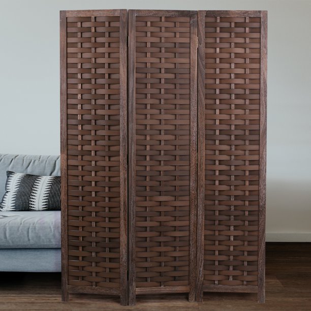COZAYH 3 Panel 5.6 Ft Paulownia Wood Screen Room Divider, Folding