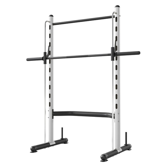 Squat Rack with Pull Up Bar & Bench Press, Adjustable Weight Lifting Rack, Barbell Bar, Home Gym Equipment, White