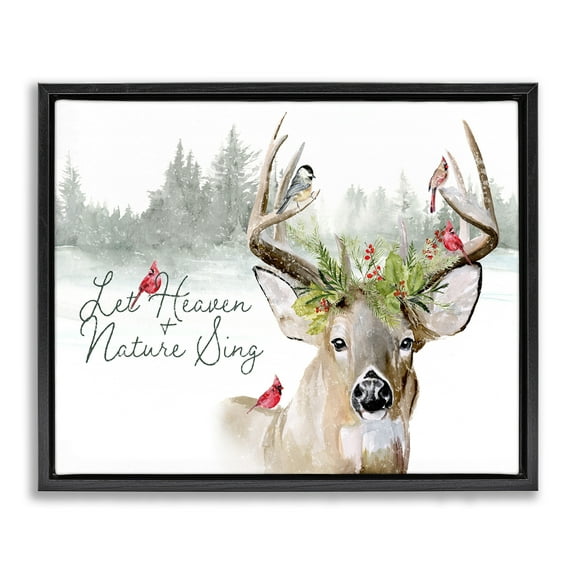Stupell Industries Motivational Winter Reindeer Animals & Insects Painting Black Floater Framed Canvas Art Print Wall Art, 21 x 17