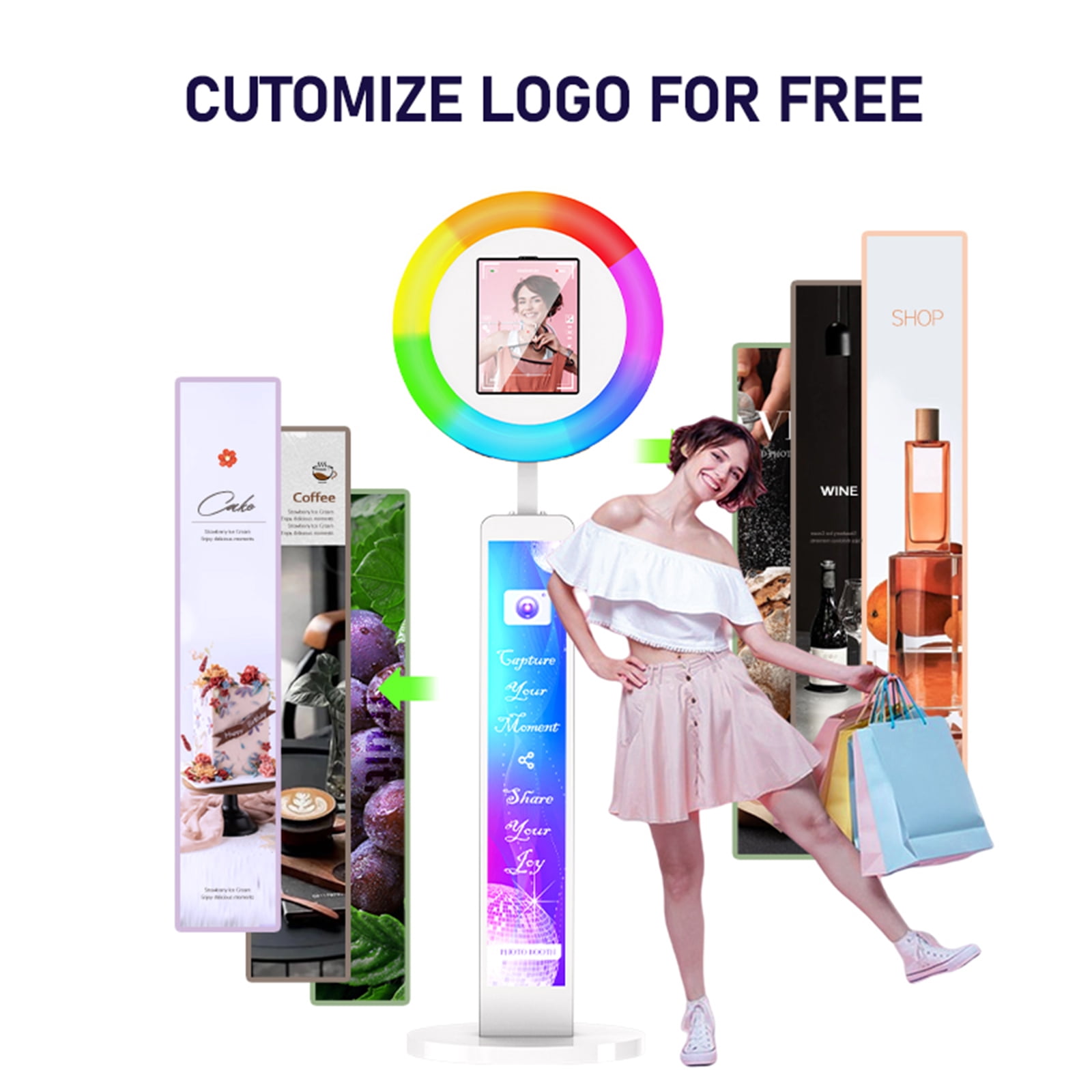 Ipad Photo Booth,Compatible with 10.2in-12.9in, APP Control Ring Box, Music Sync, Free customized Logo,Flight Case