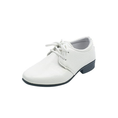 

Lacyhop Kids Wedding Dancing Shoes Comfort Dress Shoes Boy s School Lightweight Lace Up Leather Casual Flats