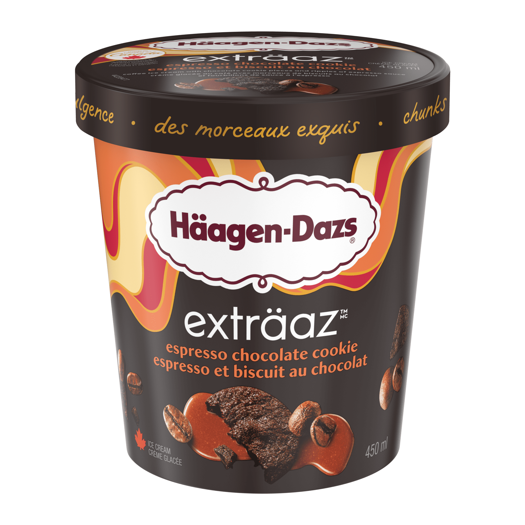 Crème glacée HÄAGEN-DAZS EXTRÄAZ Espresso et biscuit au chocolat, 450 ml