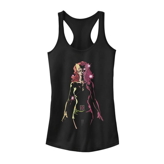 Junior's Marvel X-Men Jean Grey Lights  Racerback Tank Top Black 2X Large