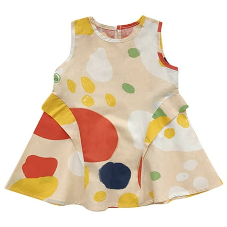 

Toddler Kids Baby Girls Dress Summer Casual Sleeveless Colorful Printed Party Birthday Princess Dress Lovely Clothes Baby Sundress Streetwear