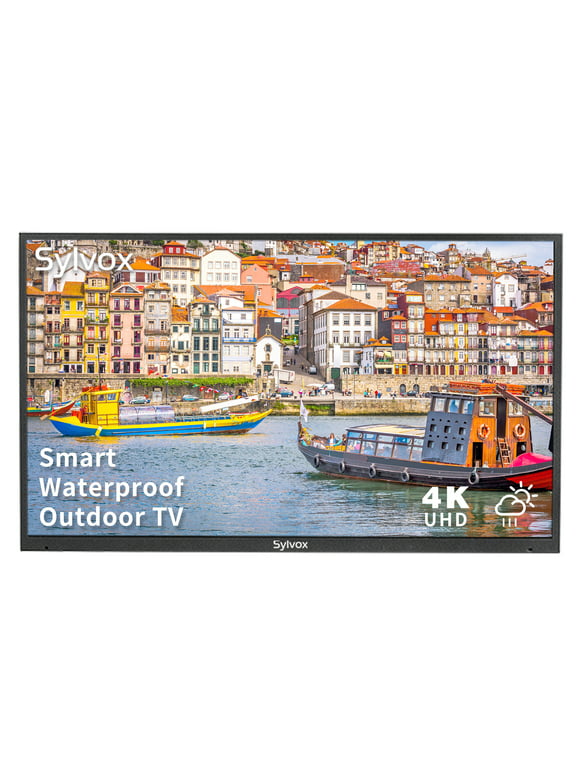 SYLVOX 55 inch Outdoor TV for Partial Sun, 1000 Nits 4K UHD TV IP55 Waterproof TV, Outdoor Smart TV Support Bluetooth & Wi-Fi (Deck Series)