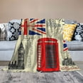 thumbnail image 2 of ONETECH All Seasons Soft Plush Cozy Throw Blanket Retro Style UK London Theme with British Symbols Landmarks and Flag Throw Blanket for Bed Sofa Bedspread, 2 of 6