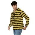 thumbnail image 3 of JUNZAN Striped With Bees Print Men's Zip Up Hoodie Athletic Hoodies Long Sleeve Hooded Sweatshirts With Pockets (S-3XL), 3 of 6