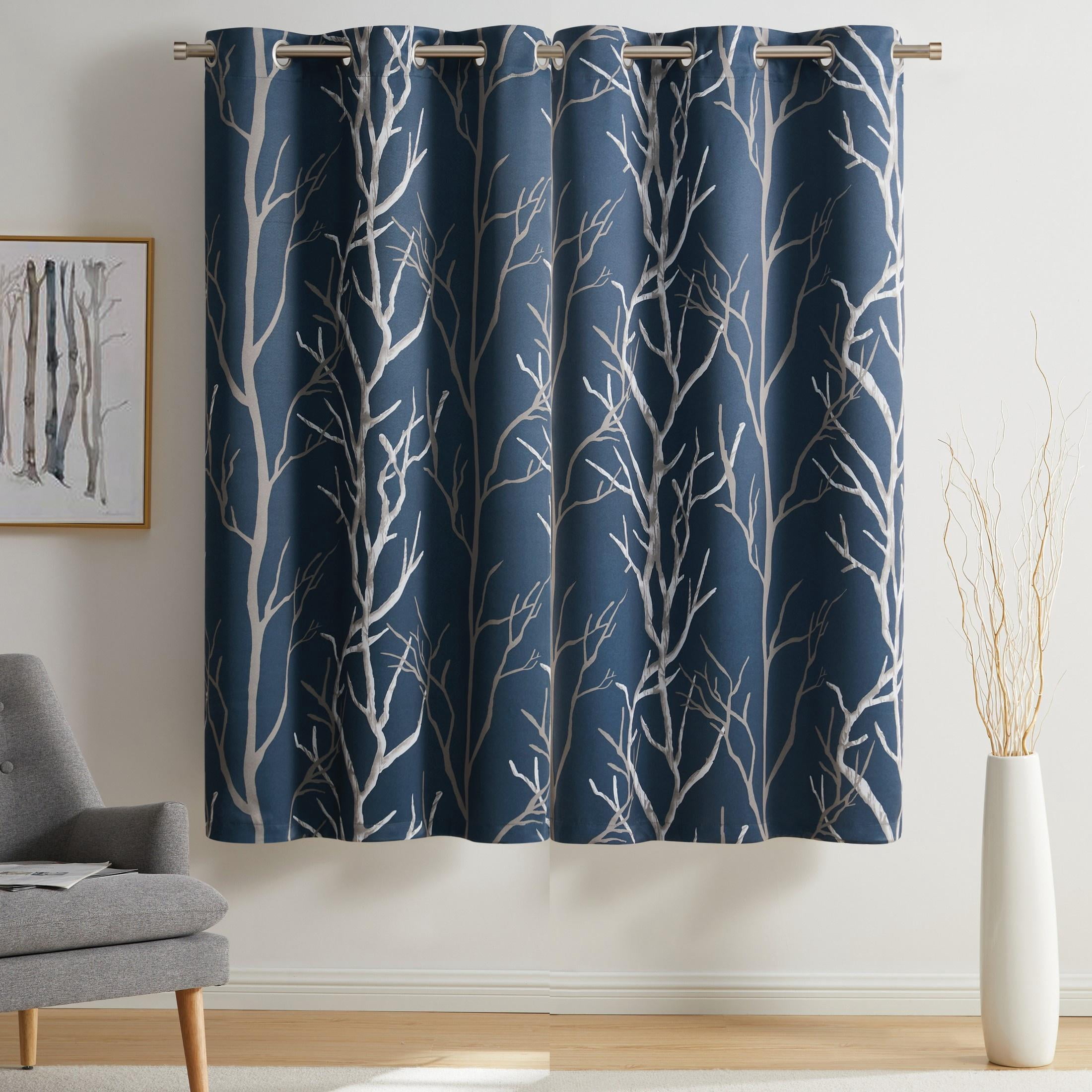 VCNY Home Kingdom Blue Branch Grommet Blackout Curtain, 40" x 63"