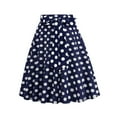 thumbnail image 4 of Homenesgenics Skirt for Women Fashion Ladys Womens High Waist A-Line Skirt Bandage Flared Midi Skirt Polka Dot Skirt with Bow Blue S, 4 of 5