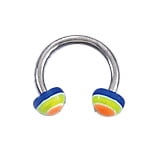 - Body jewelry, 316L surgical steel with UV acrylic Half-bead design, Horse shoe ring