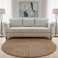 thumbnail image 2 of HomeRoots 678098 8 ft. Rust & Ivory Geometric Transitional Washable Round Area Rug with UV Protection, 2 of 9
