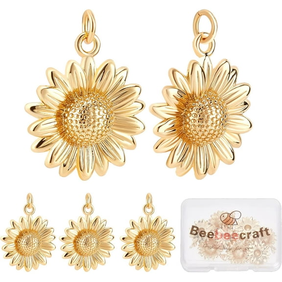 8Pcs Gold Sunflower Charms 18K Gold Plated Sunflower Pendant Charms Craft Supplies