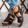 thumbnail image 6 of XUNKUSGA Sandals for Women Summer Strappy Wedge Sandals Casual Dress Women Sandal Fashion Peep Toe Cutout Wedge Shoes for Working, Beach 6-9.5,Black, 6 of 8