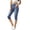 A-Sky Blue1850, variant on XIAONU Solid Denim Capri Pants for Women Button Detail Side Pockets Pants