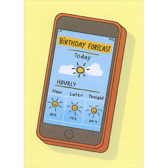 Designer Greetings Birthday Forecast on Cell Phone Funny / Humorous Birthday Card