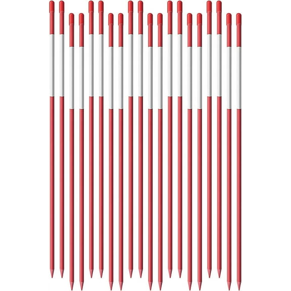 SHZAITOR 20 PCS Fiberglass Driveway Poles Snow Stakes with Reflective Tape Multipurpose Driveway Marker 48 Inch 5/16 Inch Orange