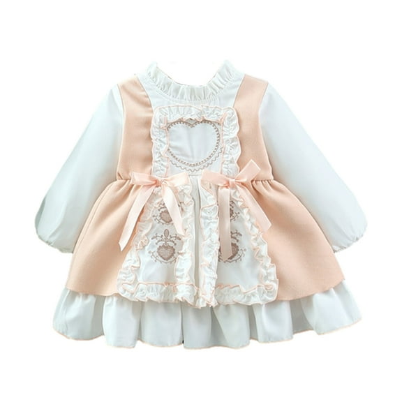 Zwiiyzr Toddler Infant Baby Girls Dress Spring And Fall Long-Sleeved Puffy Gauze Tulle Princess Dress 5 Months-3 Years Orange